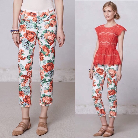 Anthropologie Pants - SOLD Anthro Floral Pants Size 4